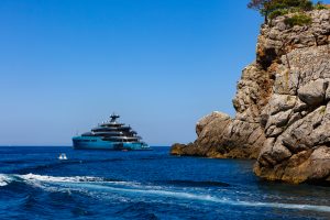 superyacht in Pacific